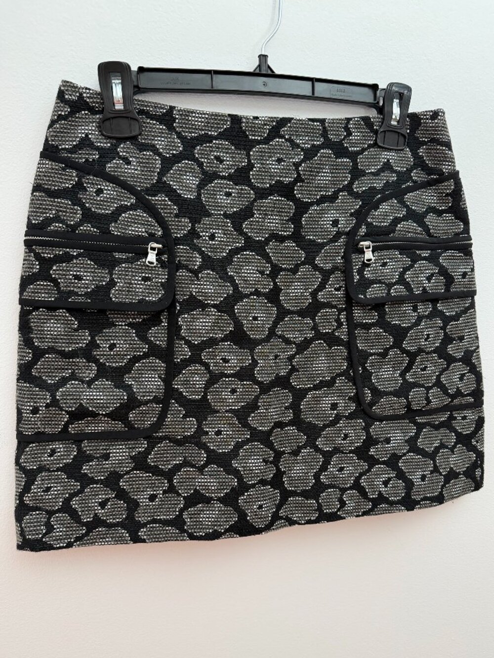 Marc by Marc Jacobs Black Silver Floral Jacquard Mini Skirt